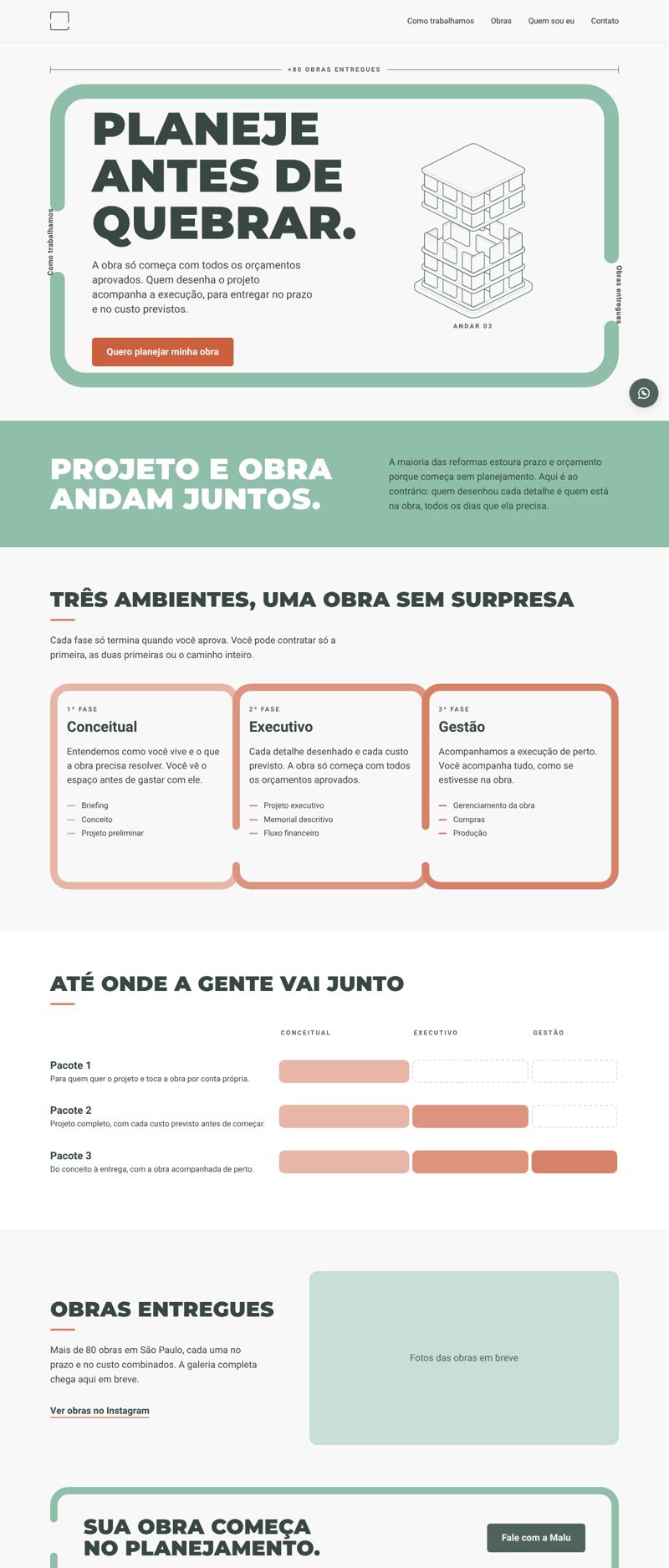 Site do Estúdio Contorno: planeje antes de quebrar