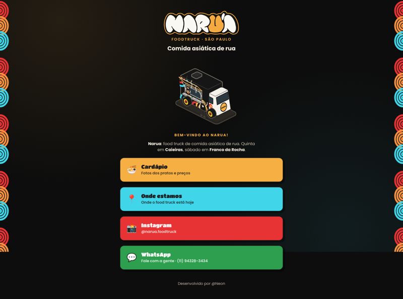 Site do Naruá: cardápio, onde estamos, Instagram e WhatsApp
